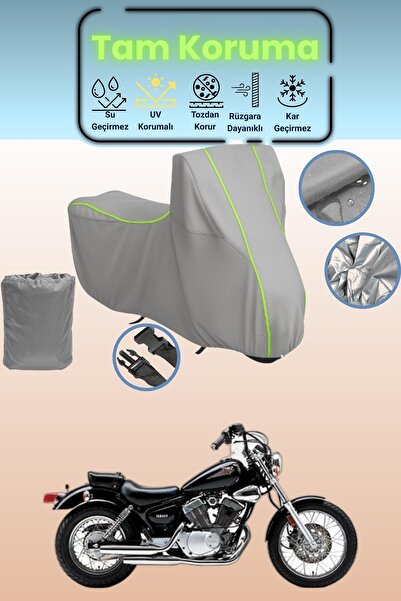 Dokaca Neo غطاء دراجة نارية رمادي نيون قماش مجدّل ياماها فيراجو XV 535 متوافق...