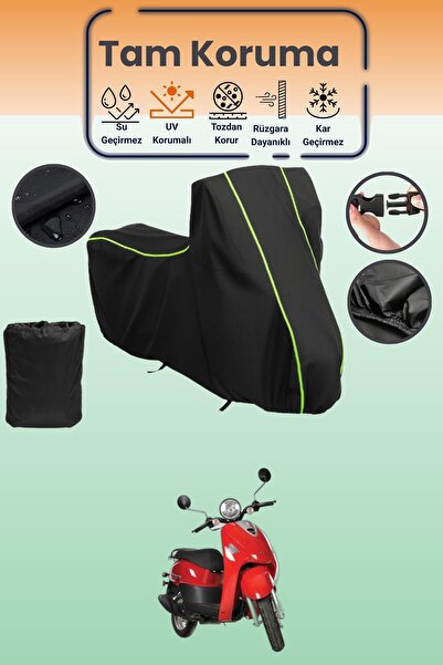 Dokaca Neo Black Neon Corded Fabric Kanuni Pony 50 Compatible Motorcycle Cove...