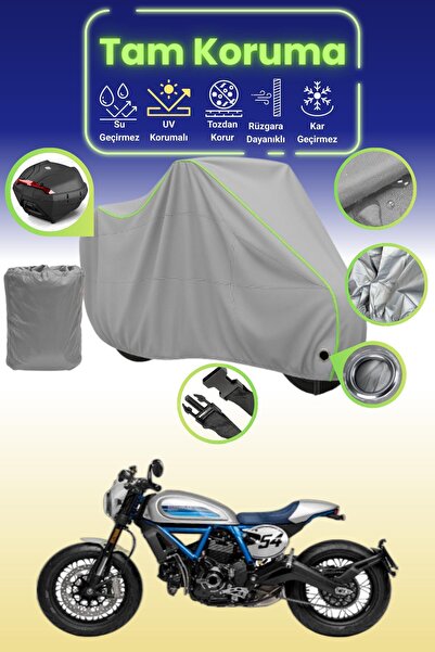 Dokaca Neo حقيبة خلفية رمادية نيون قماش مجدّل متوافقة مع دوكاتي سكرامبلر كافي...