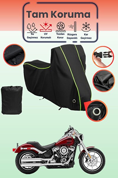 Dokaca Neo غطاء دراجة نارية أسود نيون قماش مجدّل متوافق مع هارلي ديفيدسون سوف...