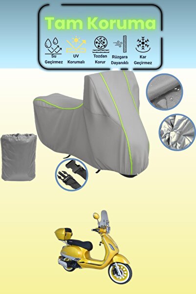Dokaca Neo غطاء دراجة نارية رمادي نيون قماش مجدّل أورورا سفاري 125 متوافق، غط...