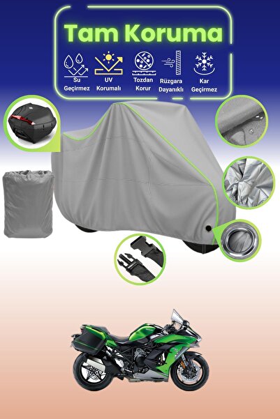 Dokaca Neo حقيبة خلفية رمادية نيون قماش مجدّل متوافقة مع كاواساكي نينجا H2 SX...