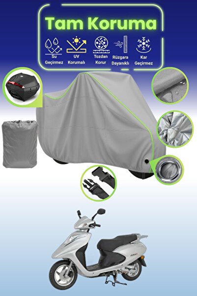 Dokaca Neo قماش دراجة نارية رمادي نيون قماش مجدّل متوافق مع قفل وحقيبة خلفية ...