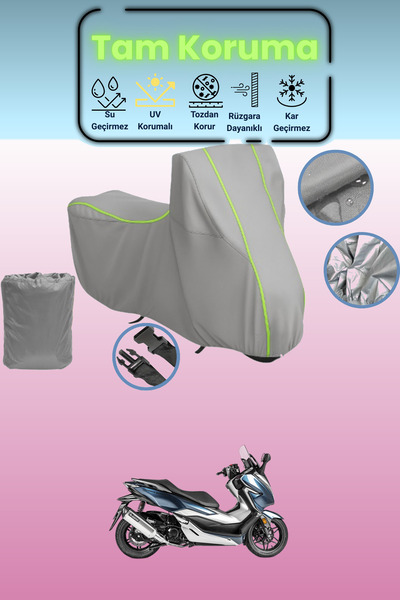 Dokaca Neo غطاء دراجة نارية متوافق مع هوندا فورزا قماش مجدّل باللون الرمادي ا...