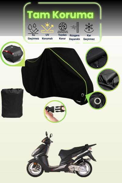 Dokaca Neo قماش دراجة نارية متوافق مع قفل وحقيبة خلفية باللون الأسود النيون ق...