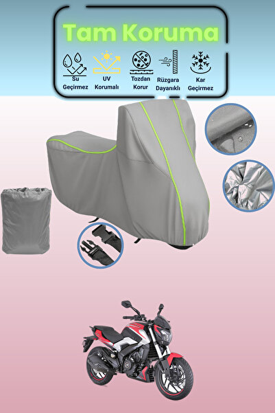 Dokaca Neo غطاء دراجة نارية رمادي نيون قماش مجدّل متوافق مع باجاج دومينار 250...