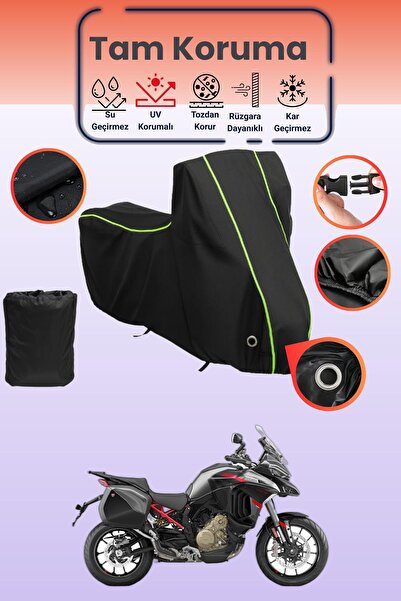 Dokaca Neo غطاء دراجة نارية أسود نيون قماش مجدّل متوافق مع دوكاتي مولتيسترادا...