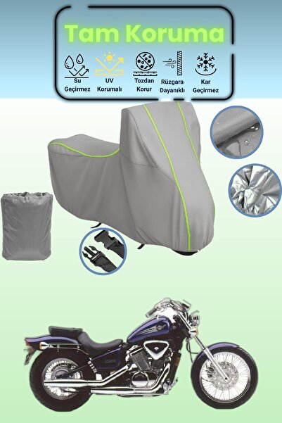 Dokaca Neo غطاء دراجة نارية رمادي نيون قماش مجدّل هوندا VT 600 شادو متوافق، غ...