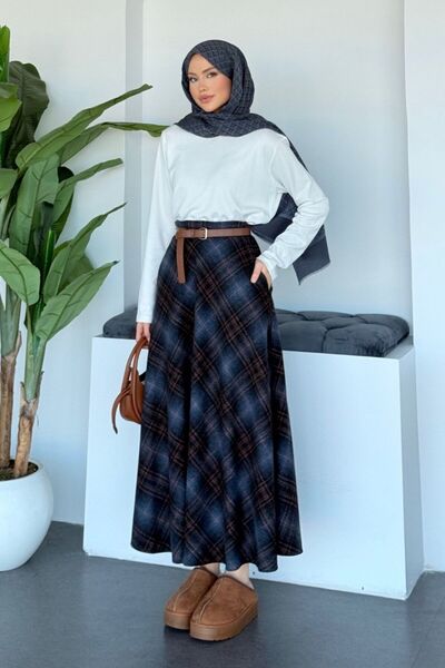 Sezi Moda Giyim Plaid Skirt
