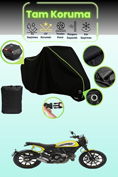 Dokaca Neo حقيبة خلفية وقفل أسود نيون قماش مجدّل متوافقة مع دوكاتي سكرامبلر ف...