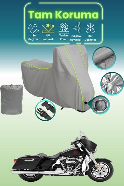 Dokaca Neo غطاء دراجة نارية رمادي نيون قماش مجدّل متوافق مع هارلي ديفيدسون إل...