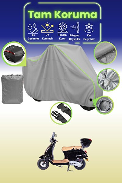 Dokaca Neo غطاء دراجة نارية رمادي نيون قماش مجدّل متوافق مع قفل وحقيبة خلفية ...