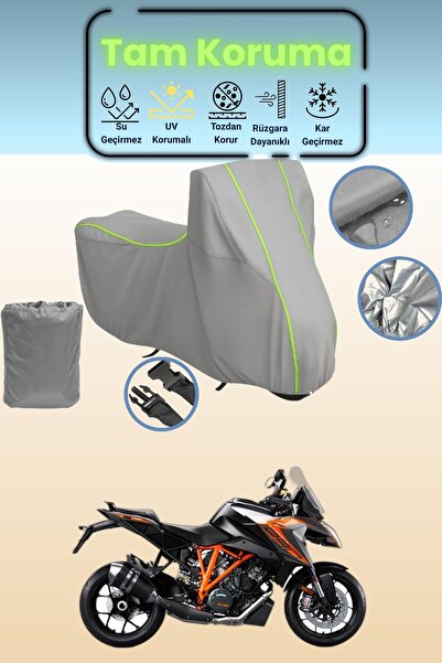 Dokaca Neo غطاء دراجة نارية رمادي نيون قماش مجدّل KTM 1290 Super Duke GT متوا...