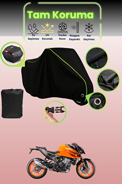 Dokaca Neo حقيبة خلفية سوداء نيون قماش مجدّل متوافقة مع KTM 990 Duke، غطاء در...