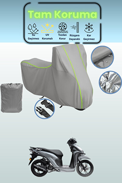 Dokaca Neo غطاء دراجة نارية رمادي نيون قماش مجدّل يوكي ديوتي 125 متوافق، غطاء...