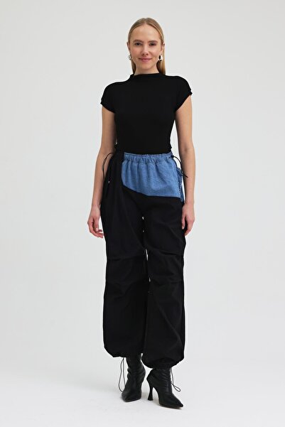 Lijuri Denim Paneled Elastic Cargo Pants 0105 R2-G-K1