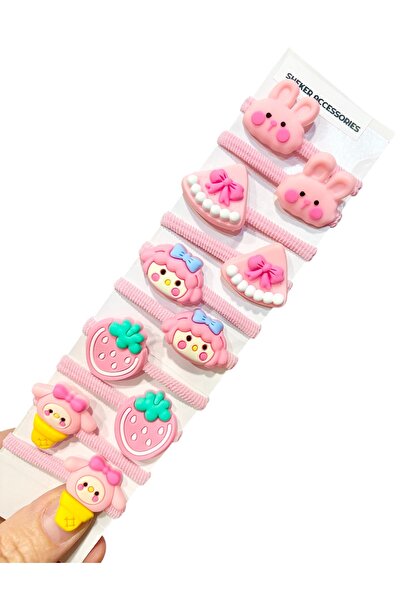 SHEKER HOME Figürlü Lastik Toka Seti – Bebek & Kız Çocuk Saç Aksesuarı (10 Adet)