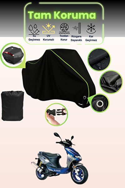 Dokaca Neo قماش دراجة نارية أسود نيون قماش مجدّل متوافق مع قفل وحقيبة خلفية م...