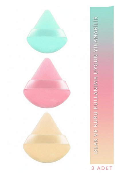 MAISON GLOWEN 3'lü Tutmalı Kadife Premium Makyaj Süngeri (YIKANABİLİR) Pudra Fondöten Bb Krem