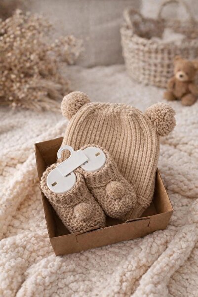 ellsia Bebek Örgü Bere & Patik Hediye Seti