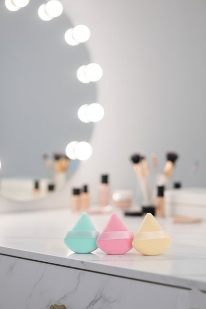 MAISON GLOWEN 3'lü Tutmalı Kadife Premium Makyaj Süngeri (YIKANABİLİR) Pudra Fondöten Bb Krem