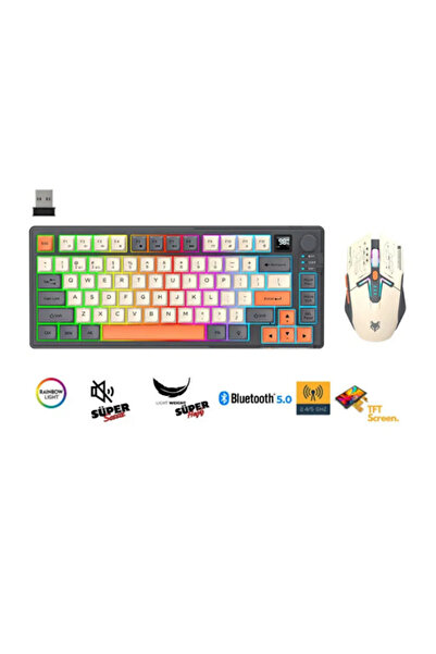 Hietech K920 Kablosuz Gaming Oyuncu Klavye Mouse Set Combo Triple Mode BT+2.4...