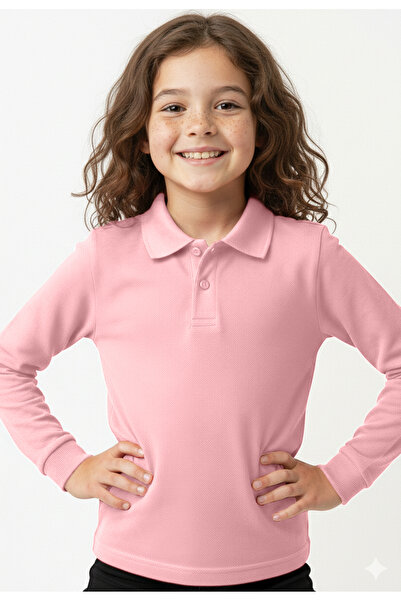 CC STORE Children's Polo Neck Long Sleeve School T-Shirt Polo Fabric School W...