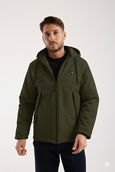 Wise Men's Hooded Inflatable Water Repellent Thick Coat