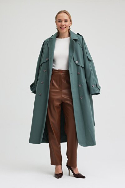Lijuri Double-Breasted Collar Belted Cashmere Coat 7096 R8-F-K2