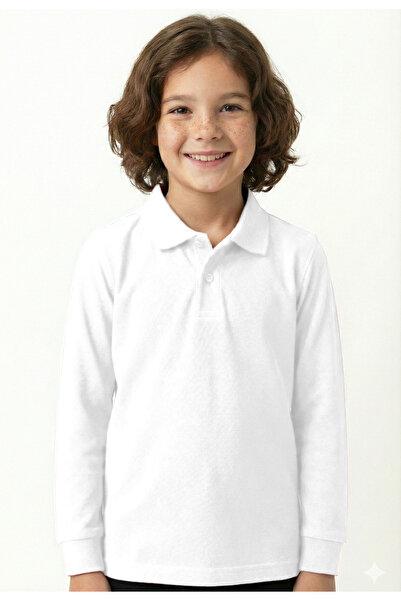 CC STORE Children's Polo Neck Long Sleeve School T-Shirt Polo Fabric School W...