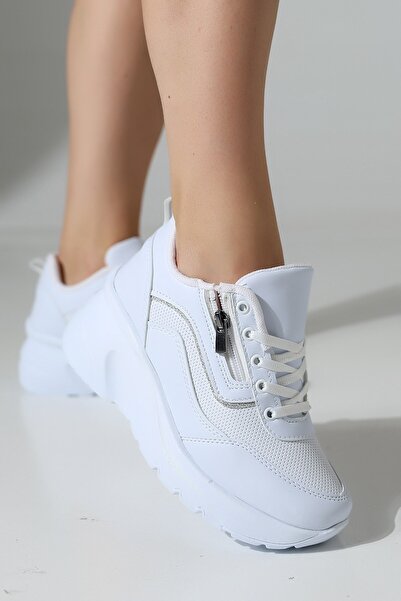 AlbiShoes Women's Hidden Wedge Heel Zippered Sneaker Sports Shoes High Sole W...