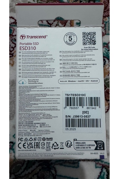 Transcend TS1TESD310P 1tb Usb/type-C 10GBPS Taşınabilir Harici SSD - siyah