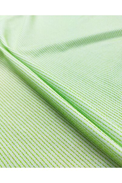 Kumaş Parça Combed Cotton Fabric in Ecru and Green Colors Width: 140 cm