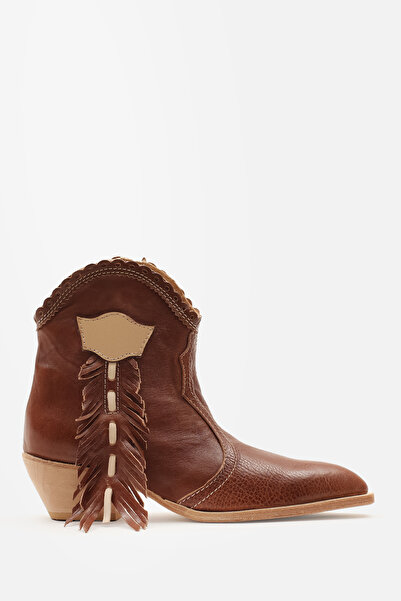 Nobrand Kanye %100 Dana Derisi Flower Baskı Made in İtaly Kösele Taban Kadın Bot