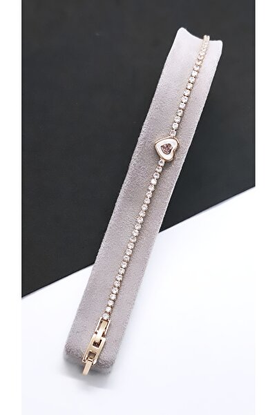 Serenity Double Heart Figured Gold Waterway Steel Plated Bracelet