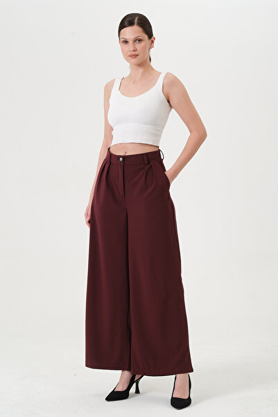 RELAXL Office Elegance High Waist Burgundy Skirt Pants Women 2Xs-10Xl