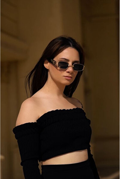 Angel Eyes Rectangular Black Pierced Unisex Sunglasses Yw8032L-A