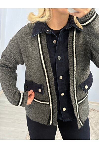 ElifÇakıl Denim Detay Cepli Hırka