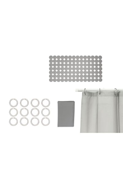 OEM Set perdea de duș și covoraș de baie, PEVA și PVC, 180x180 cm, gri