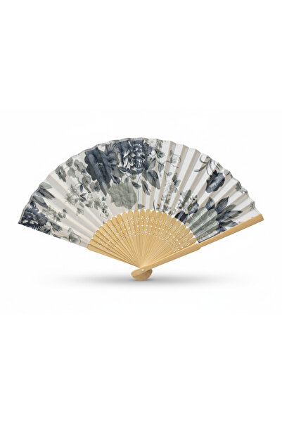 pivok Bambu Yelpaze Beyaz Çiçek Desenli Katlanır El Yelpazesi Sakura Floral H...
