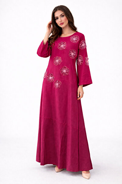 TOP BERLANTY Soft linen jalabiya with raised floral embroidery