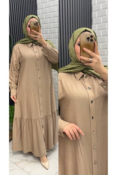 İLGEN TEKSTİL Flawed Long Summer Dress with Flawed Detail