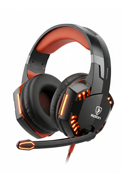 Spon Aspon Gaming Headset with Built-in Lighting, Microphone, and 3.5mm Port (Model 700276)