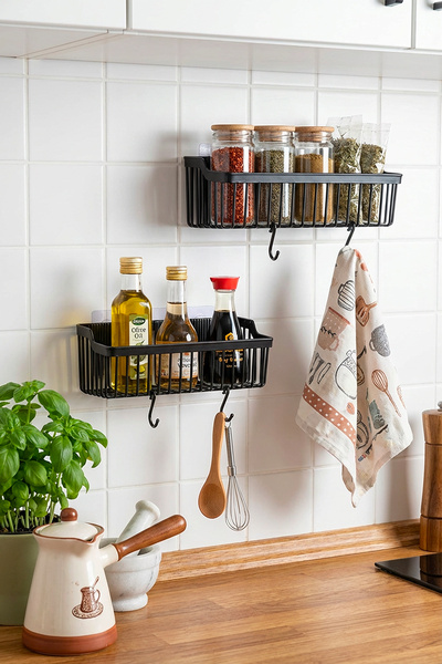 Homekolik Adhesive Kitchen Shelf Set of 2 |   Spice & Oil Rack That Doesn'T Require Drilling |   Plastic