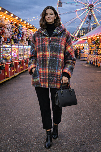 TUSSE Women's Elegant Plaid Pattern Lumberjack Felt Warm Plus Size Ethnic Jac...