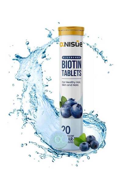 ANISUE أقراص البيوتين - توت أزرق عضوي - نباتي 100% - خالي من السكر