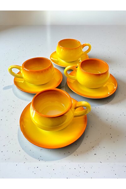 Artistic Quality Decorative Stylish Design Tea-Coffee Cup Set in Yellow and B...