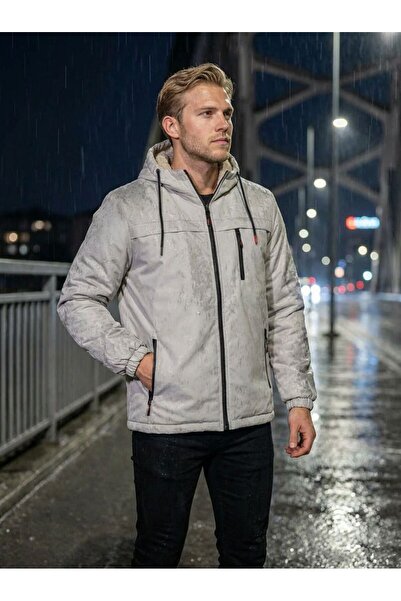 FLUEND MODA Men's Water and Wind Resistant Fur Jacket Coat