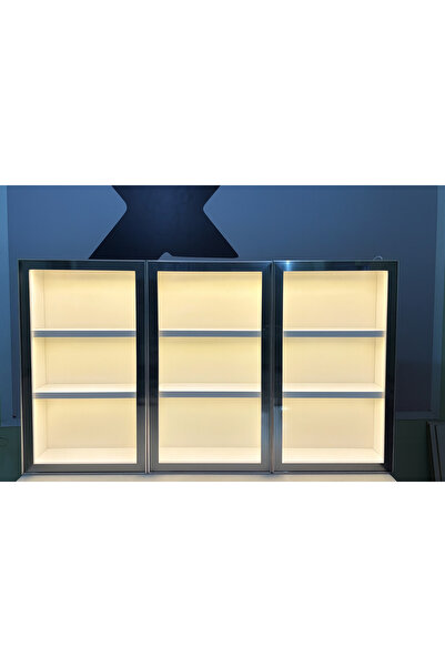 xhomedekor 70x150x25 3 kapaklı led ışıklı vitrin mutfak kahve köşesi modülü