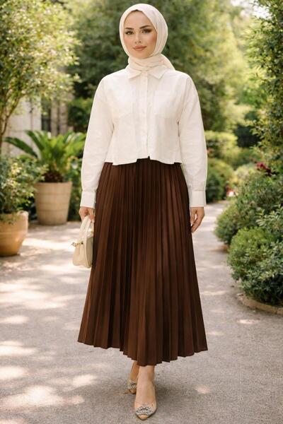 ÇALIŞKAN MODA Leather Looking Tightly Stitched Elastic Skirt